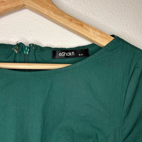 eShakti Pleated Fit Flare Dress Sleeve V-Neck  Sz 4 - Picture 6 of 6